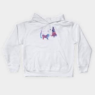 Samoyed Winter Art With Snowflakes Kids Hoodie